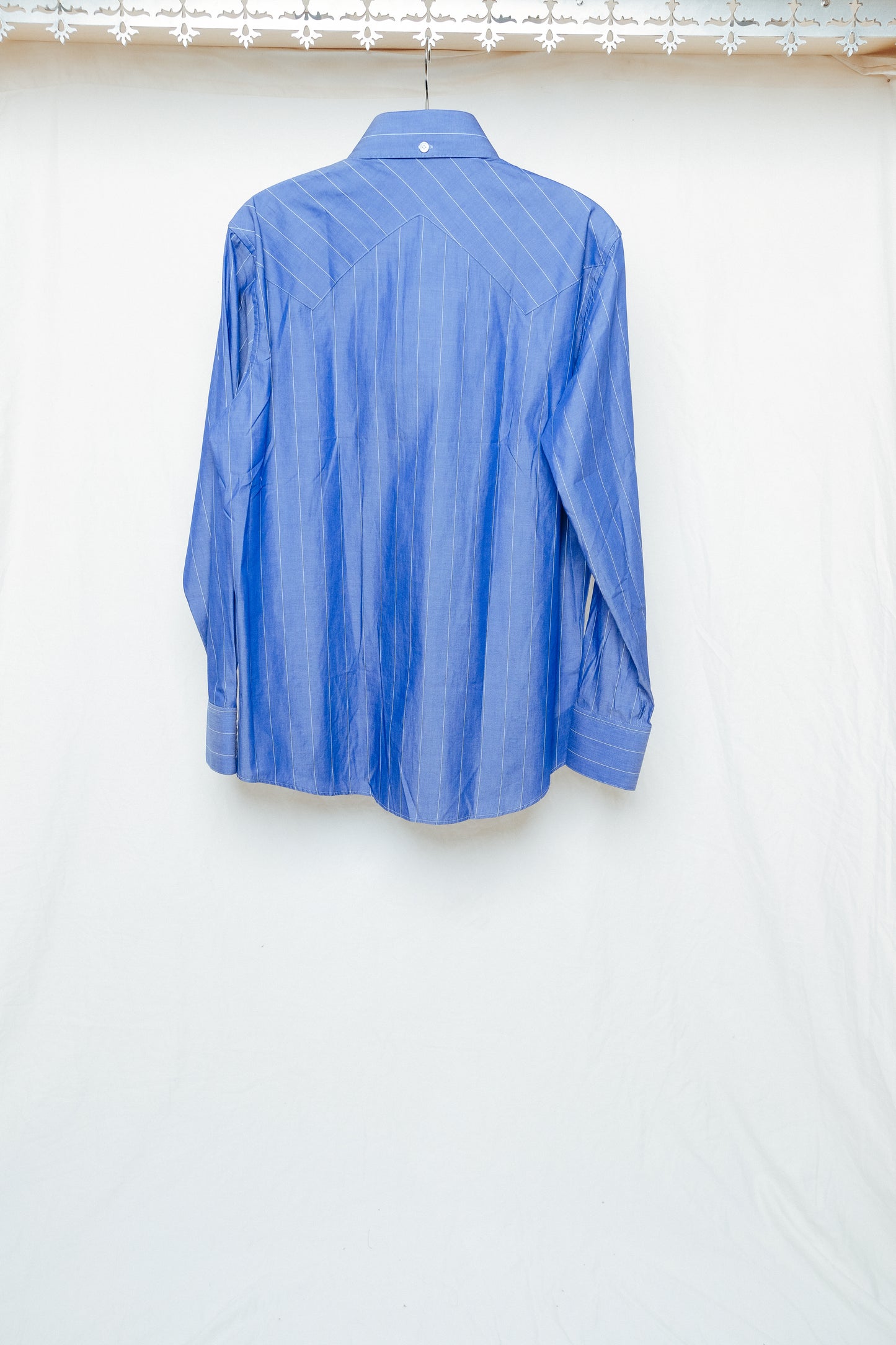 western business shirt in cobalt/off-white