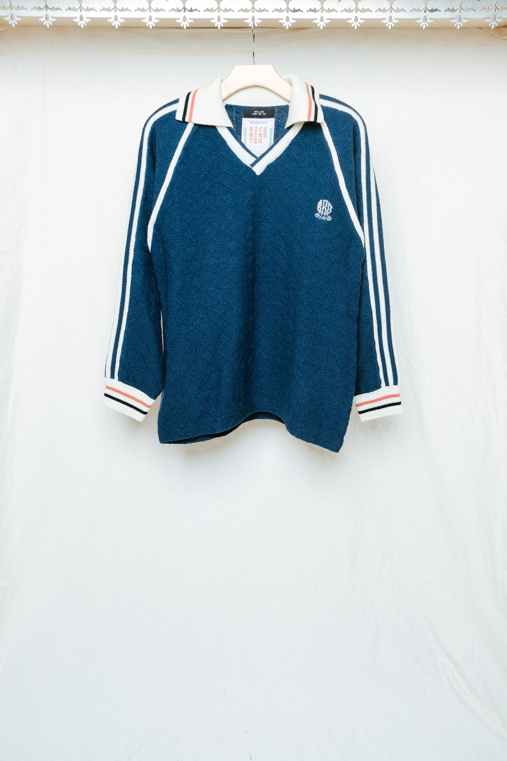 blue knit soccer jersey