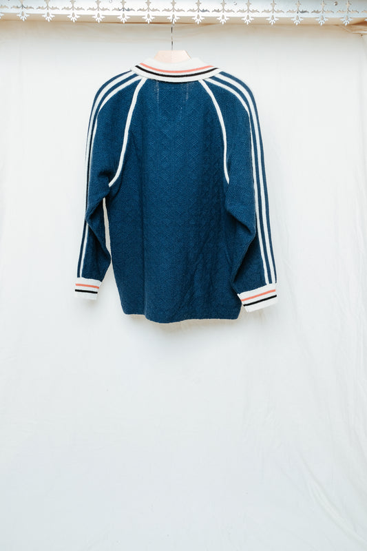 blue knit soccer jersey