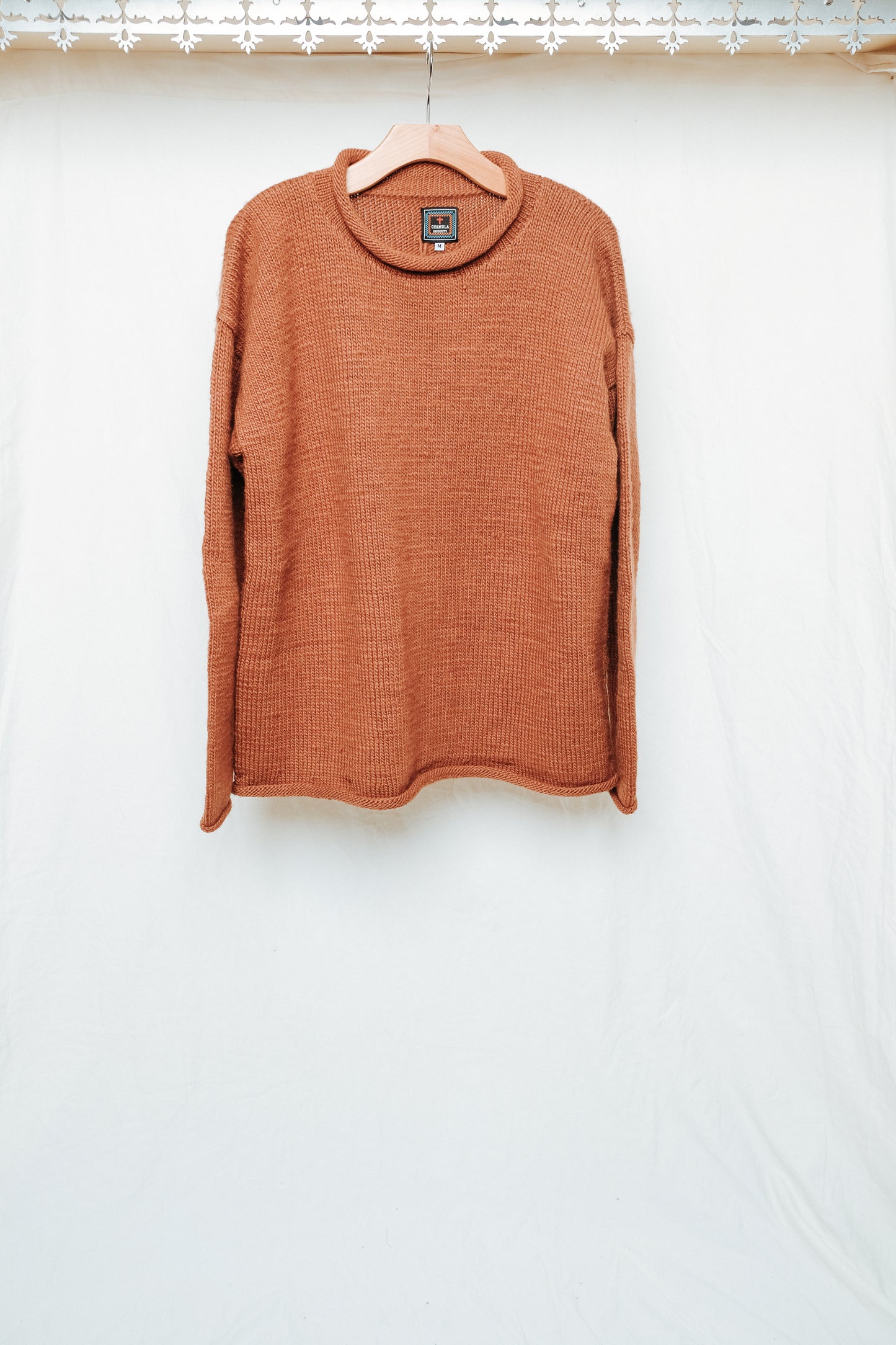 fisherman raw edge pullover