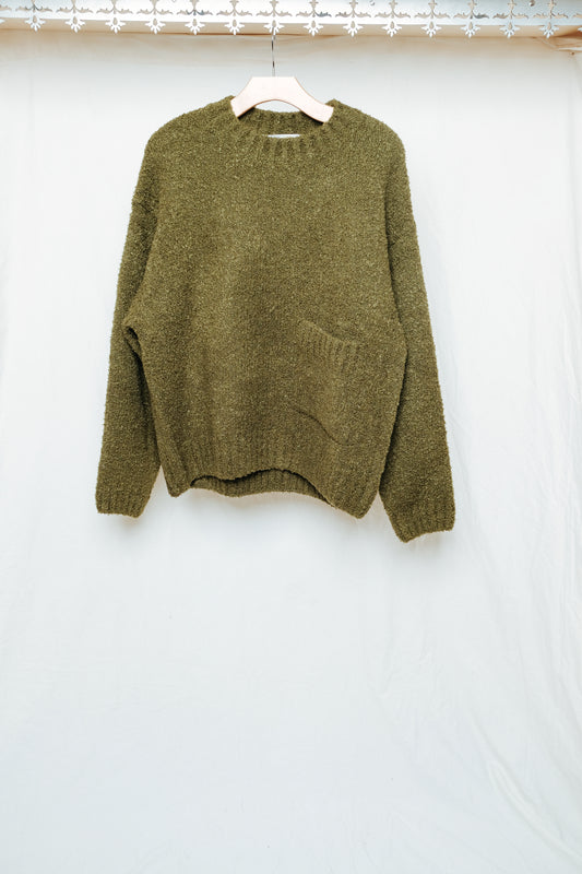 alpaca boucle knit in olive