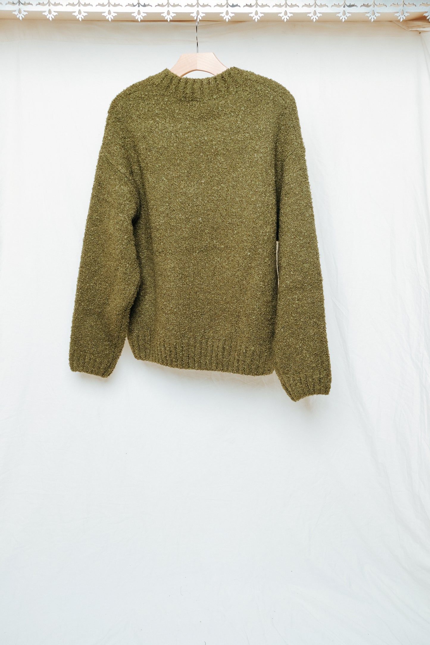 alpaca boucle knit in olive