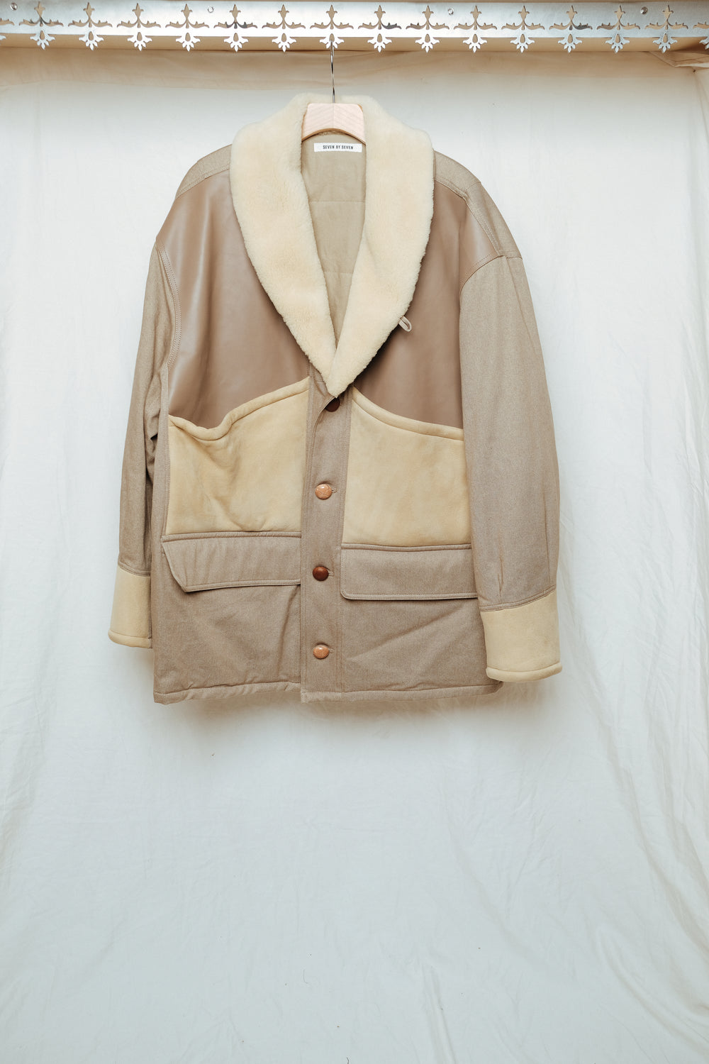 Mouton Combination Jacket in Beige