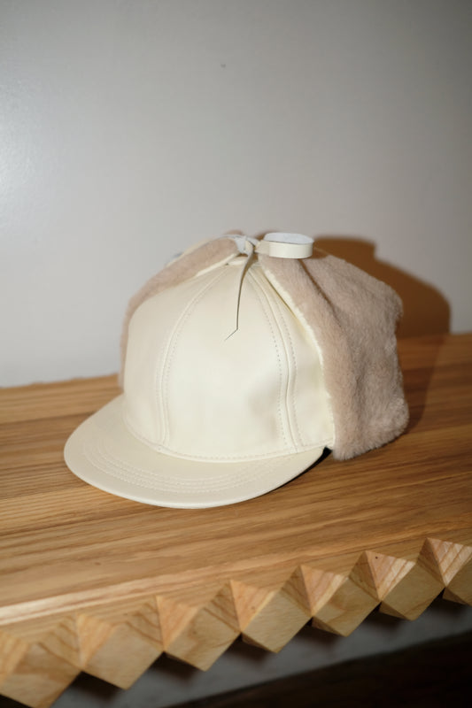 italian lambskin trapper hat - white