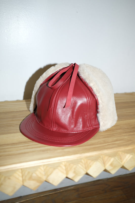 italian lambskin trapper hat - red