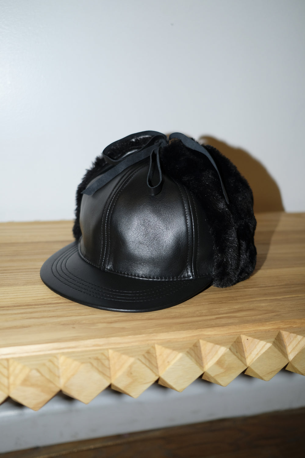 italian lambskin trapper hat - black