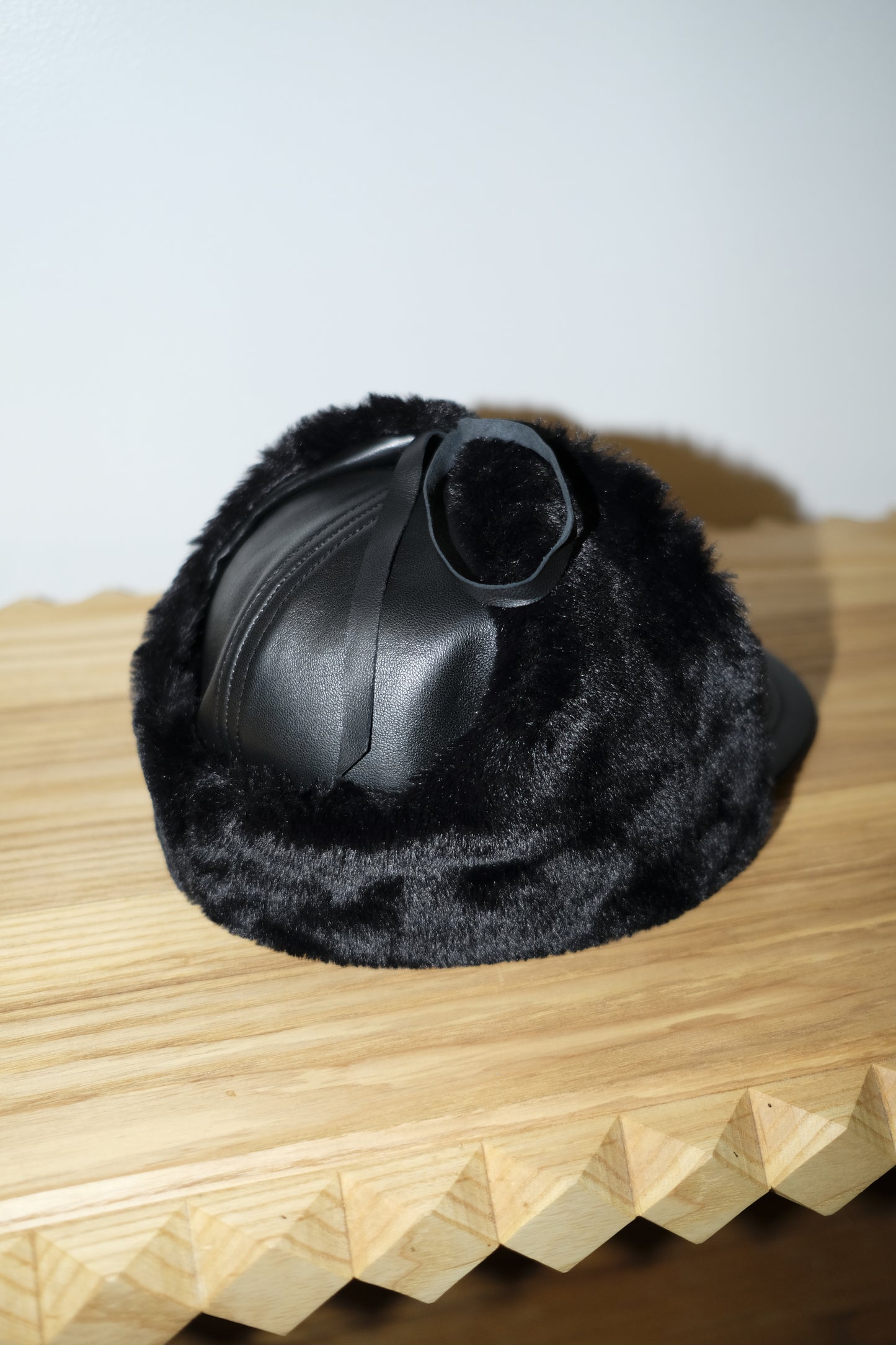 italian lambskin trapper hat - black