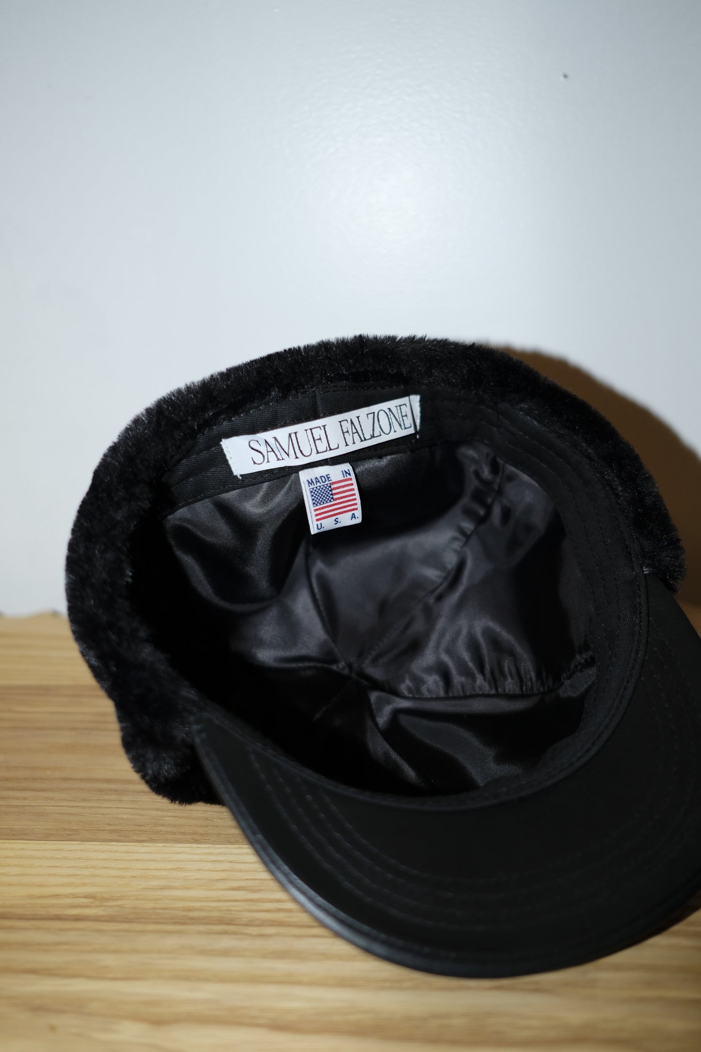 italian lambskin trapper hat - black