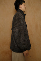 funnel coat in black/brown felted alpaca wool