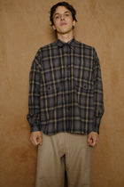 river shirt in brown brushed plaid cotton twill