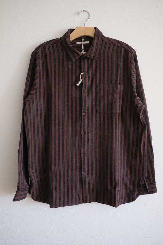 burnt umber yarn dyed cotton shirt