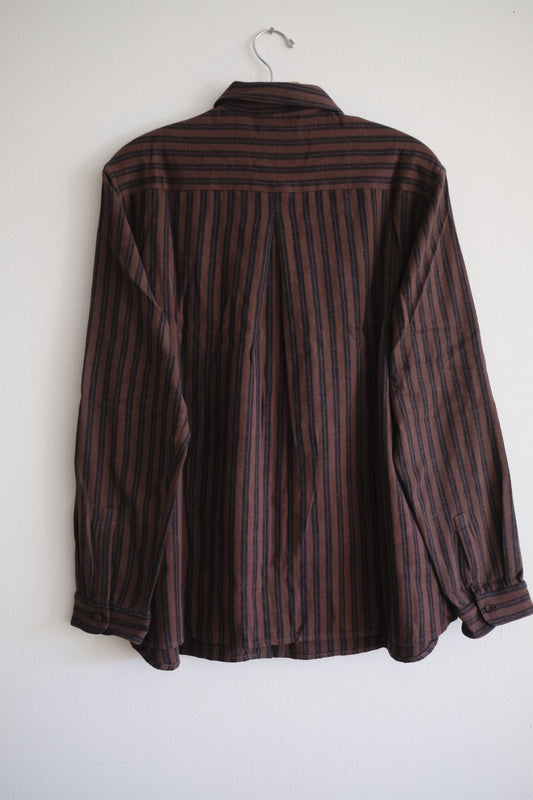 burnt umber yarn dyed cotton shirt