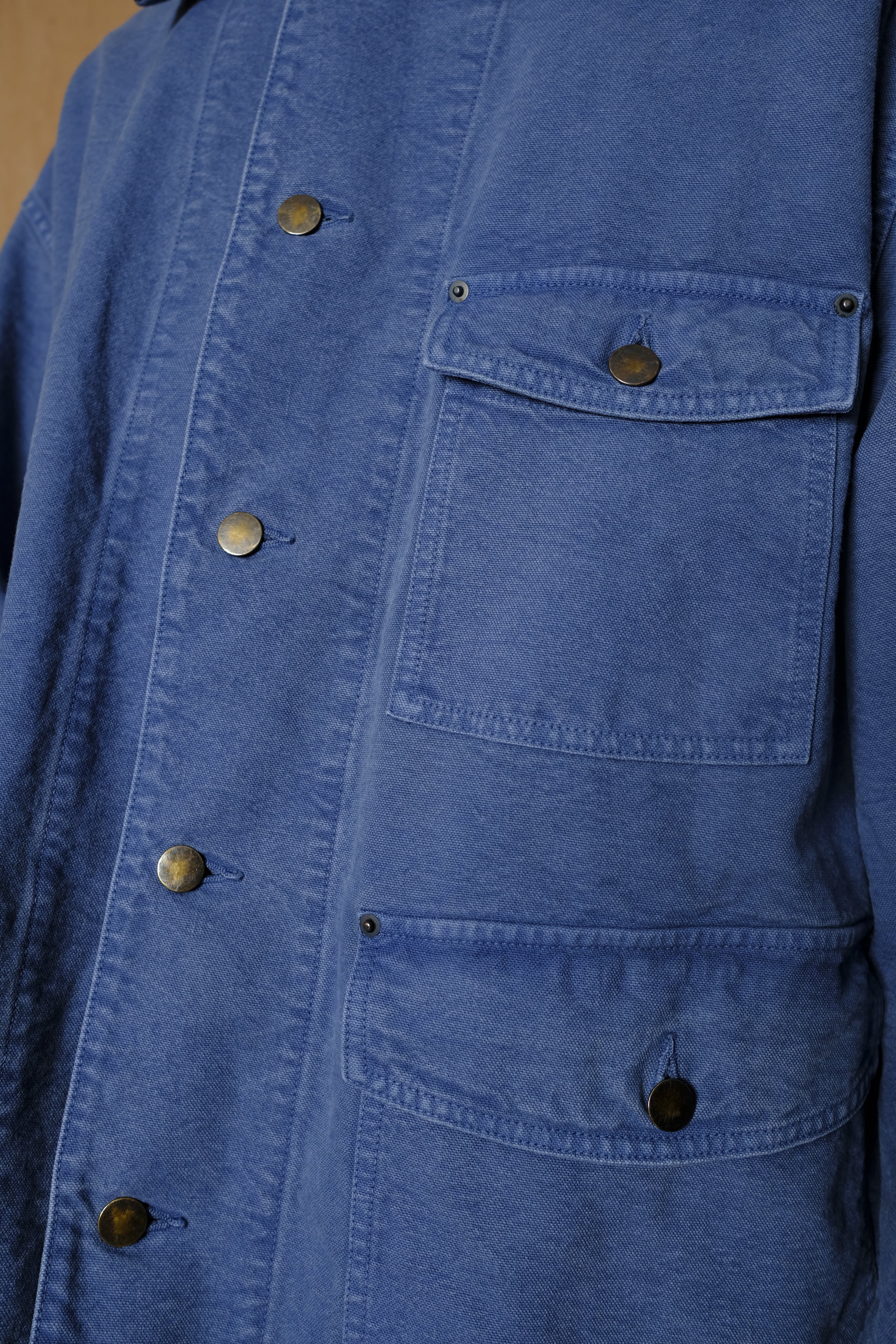 cotton canvas coverall jacket in blue gray