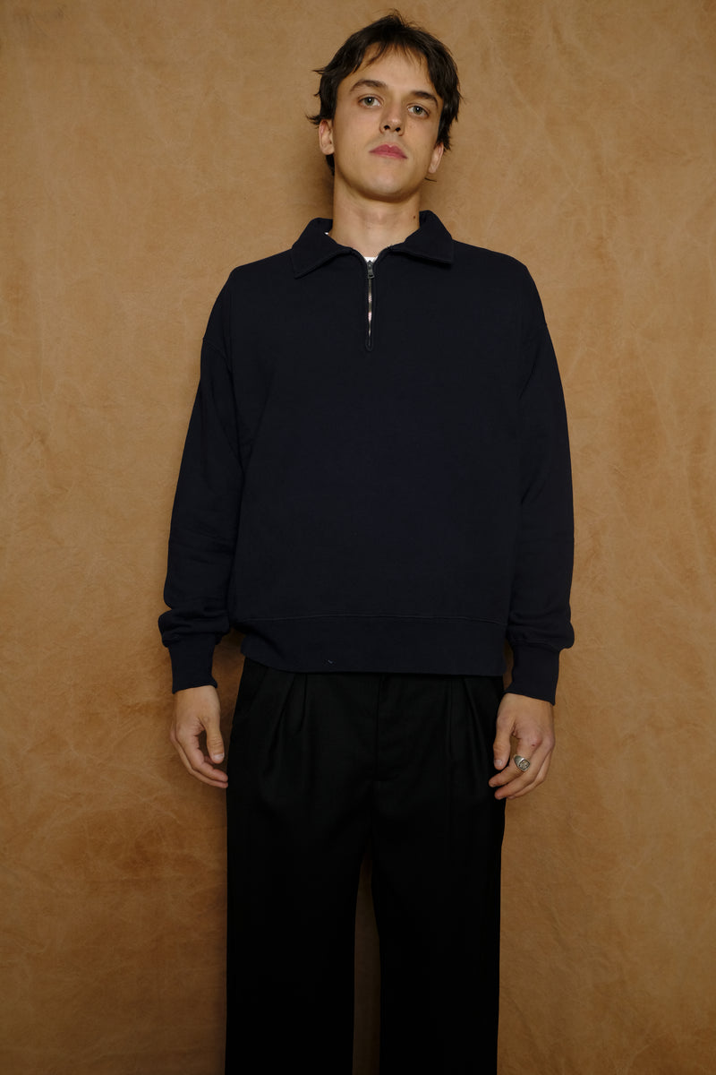 half zip sweat in navy