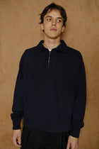 half zip sweat in navy
