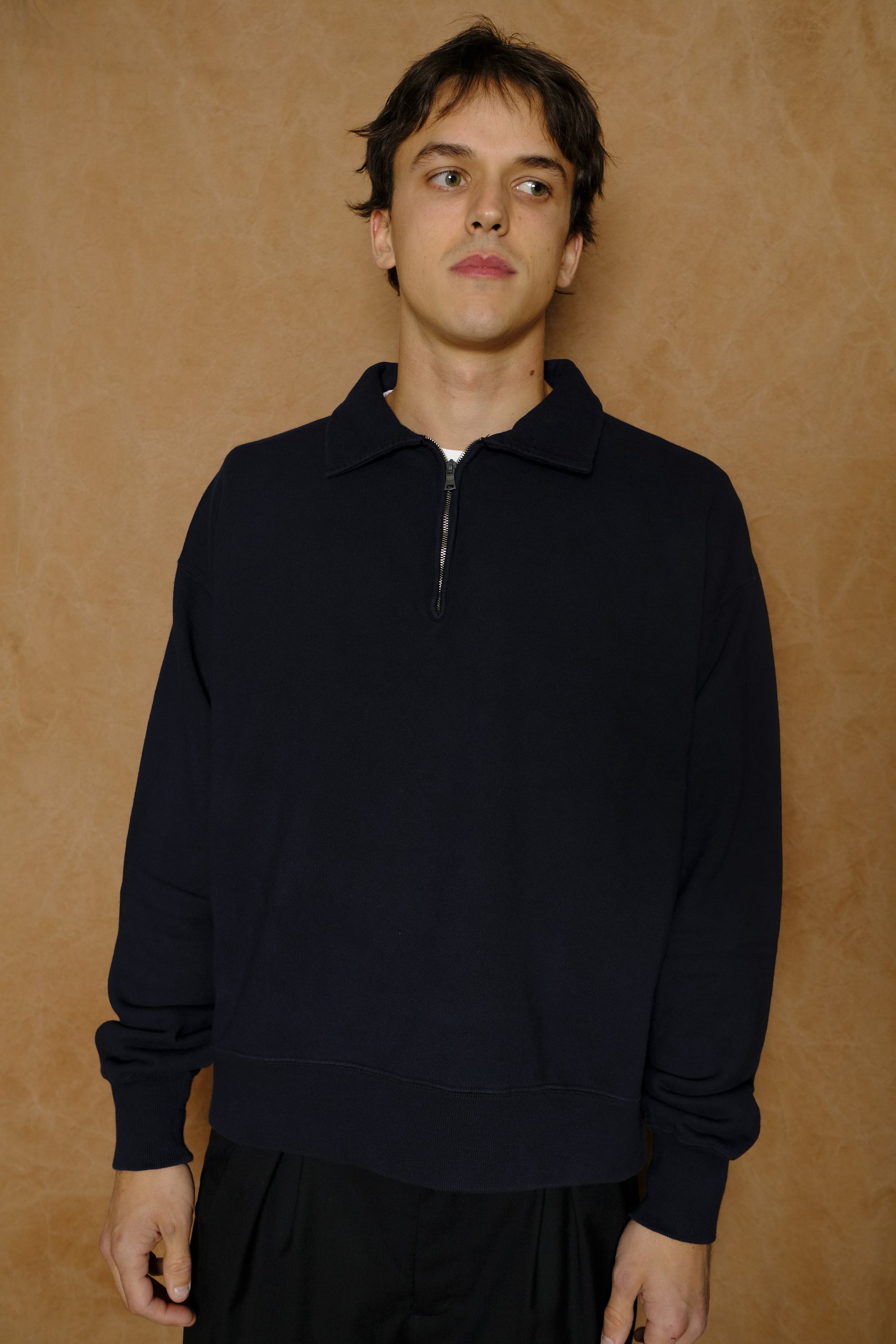 half zip sweat in navy