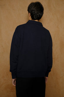 half zip sweat in navy