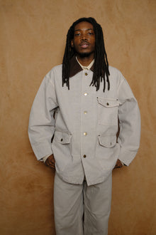 cotton canvas coverall jacket in beige