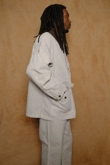 cotton canvas coverall jacket in beige