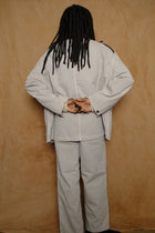 cotton canvas coverall jacket in beige