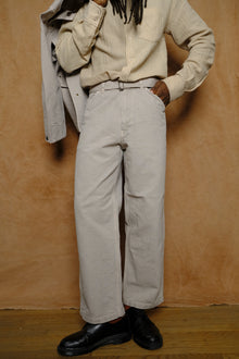 cotton canvas belted pants in beige