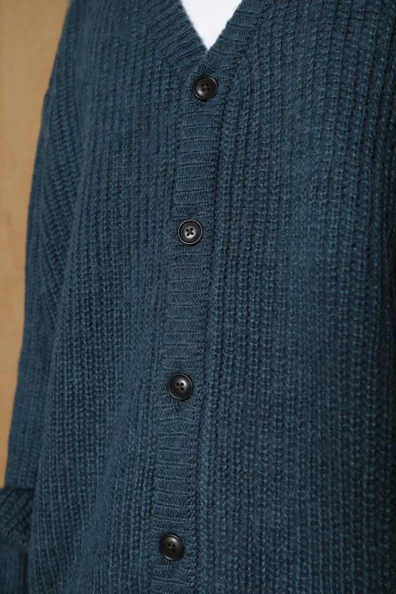 knit cardigan in dark green