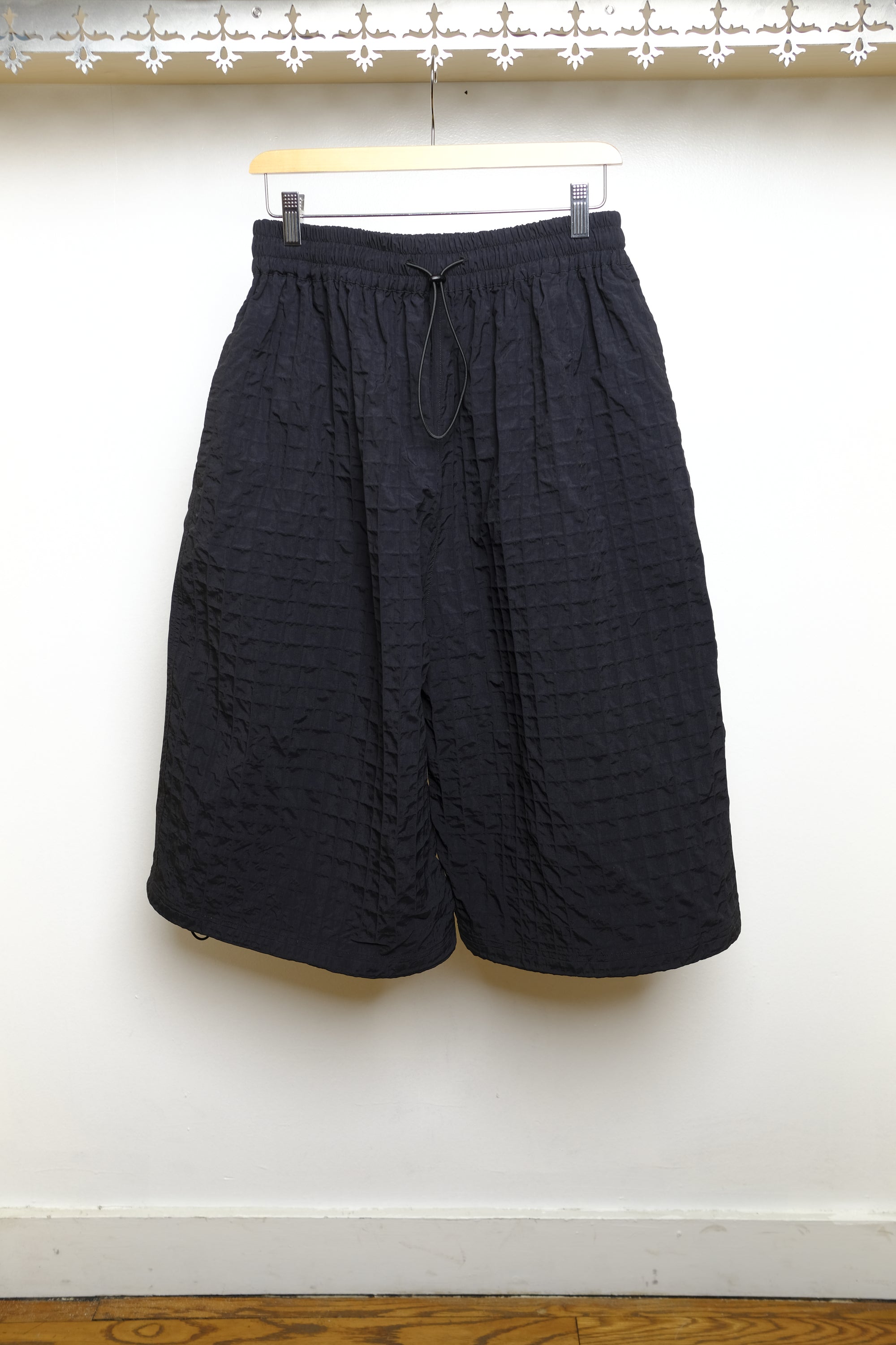 black seersucker check factor shorts