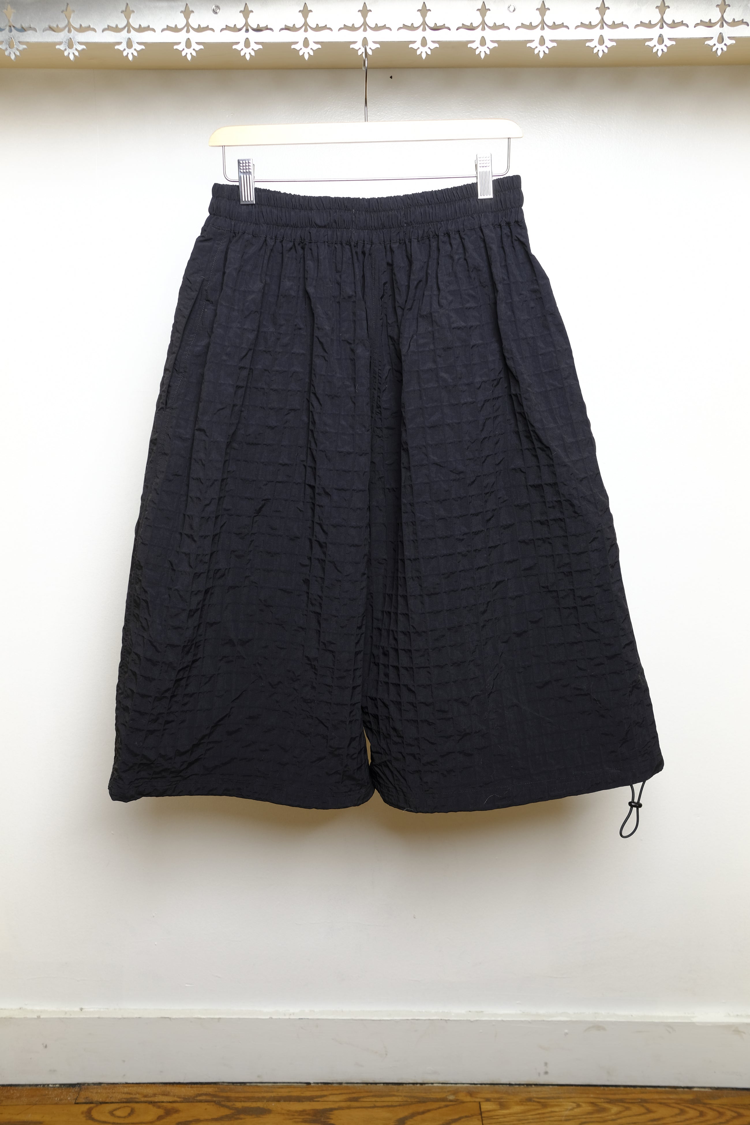 black seersucker check factor shorts