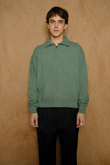 half zip sweat in green