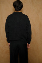 knit polo in charcoal