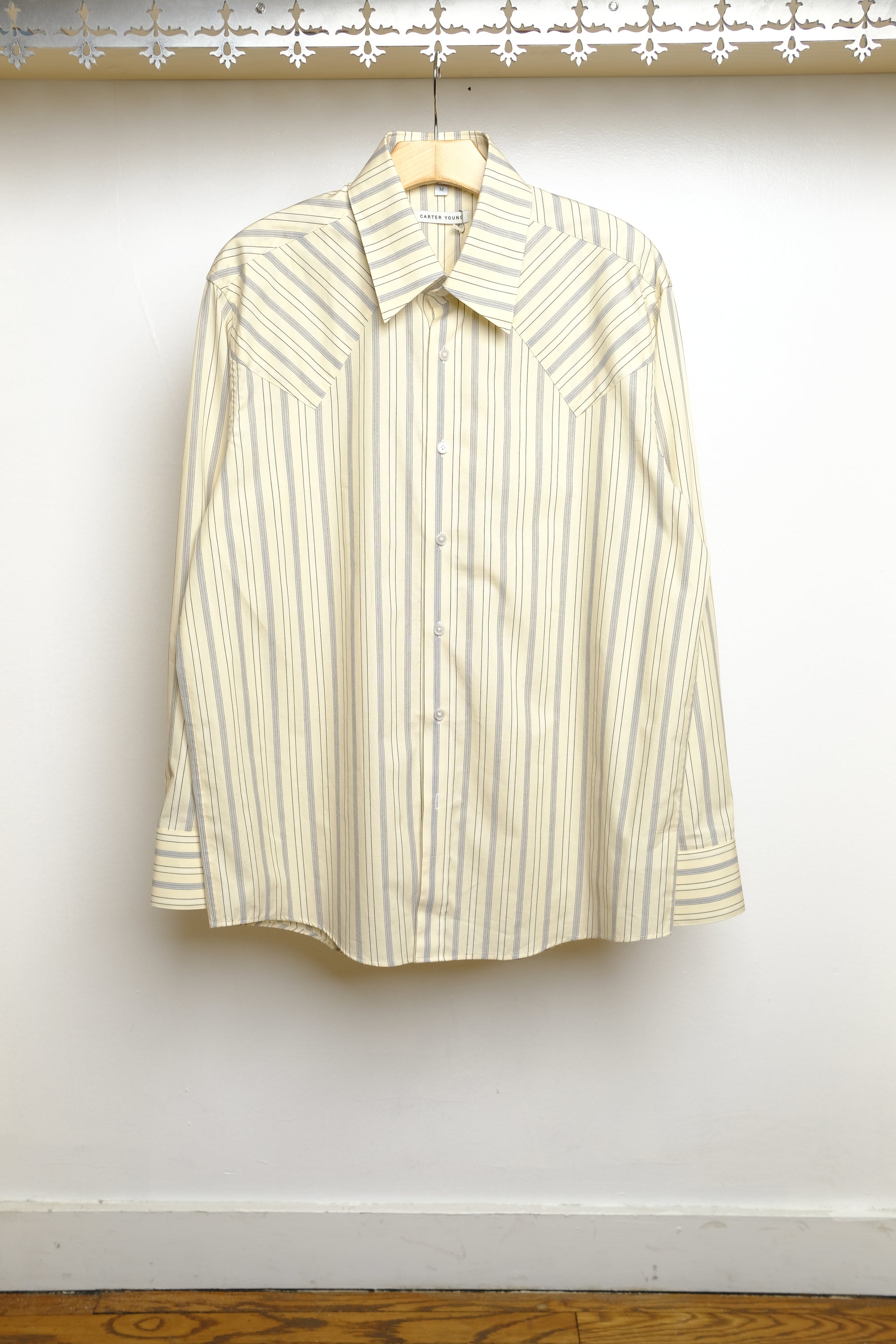 western business shirt in cream stripe