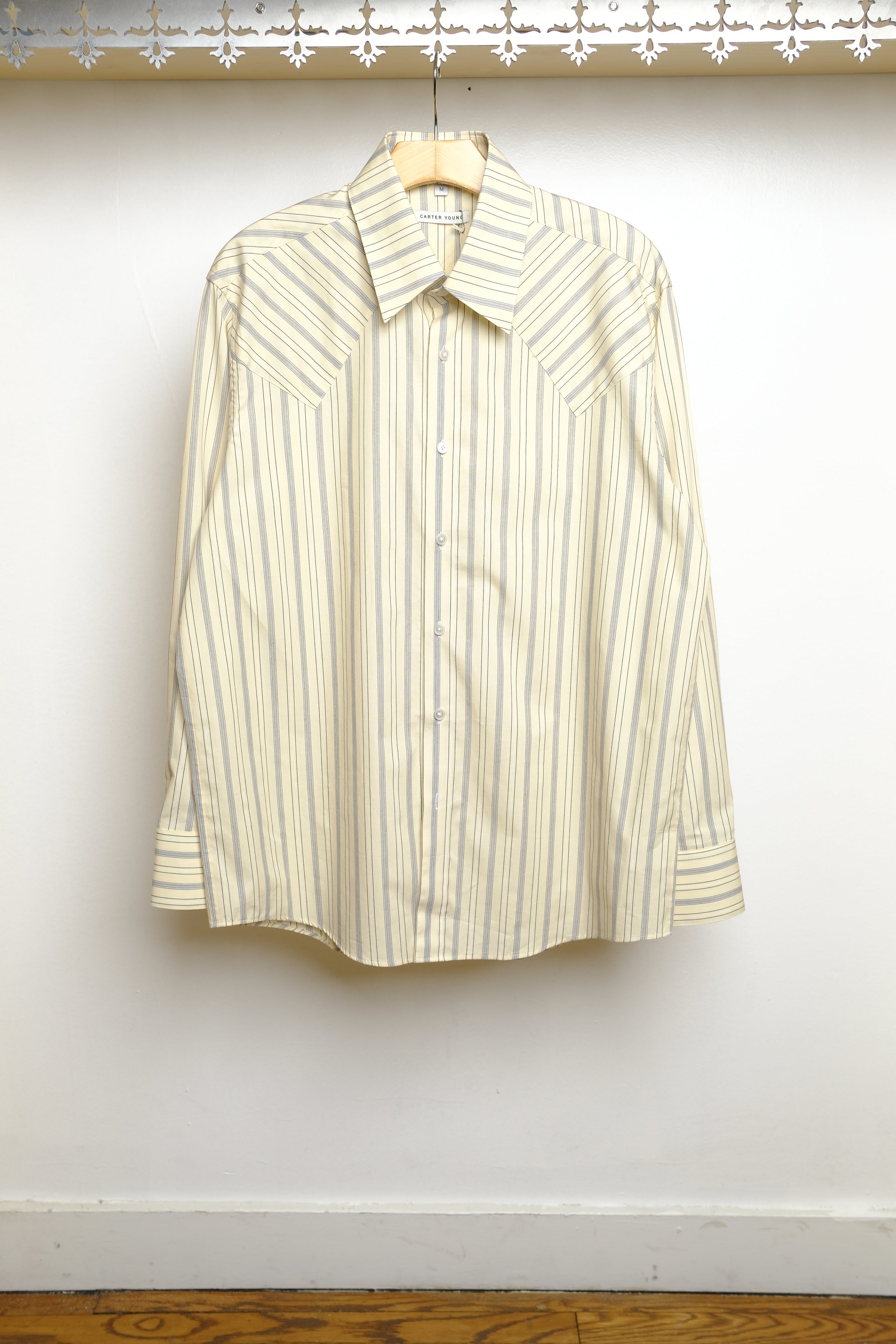 western business shirt in cream stripe