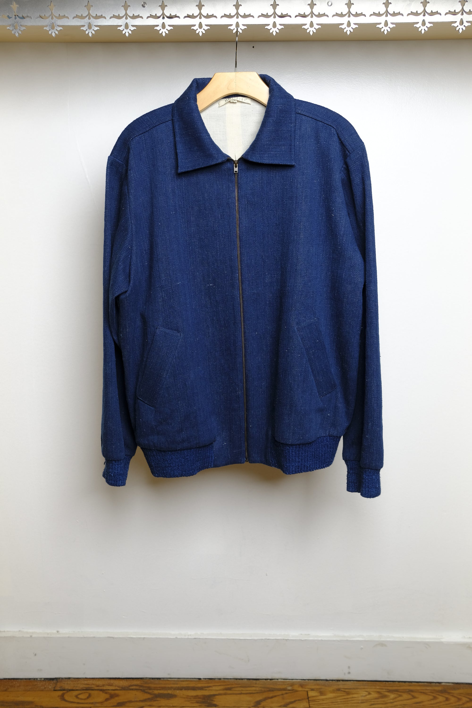 indigo handspun denim bomber jacket