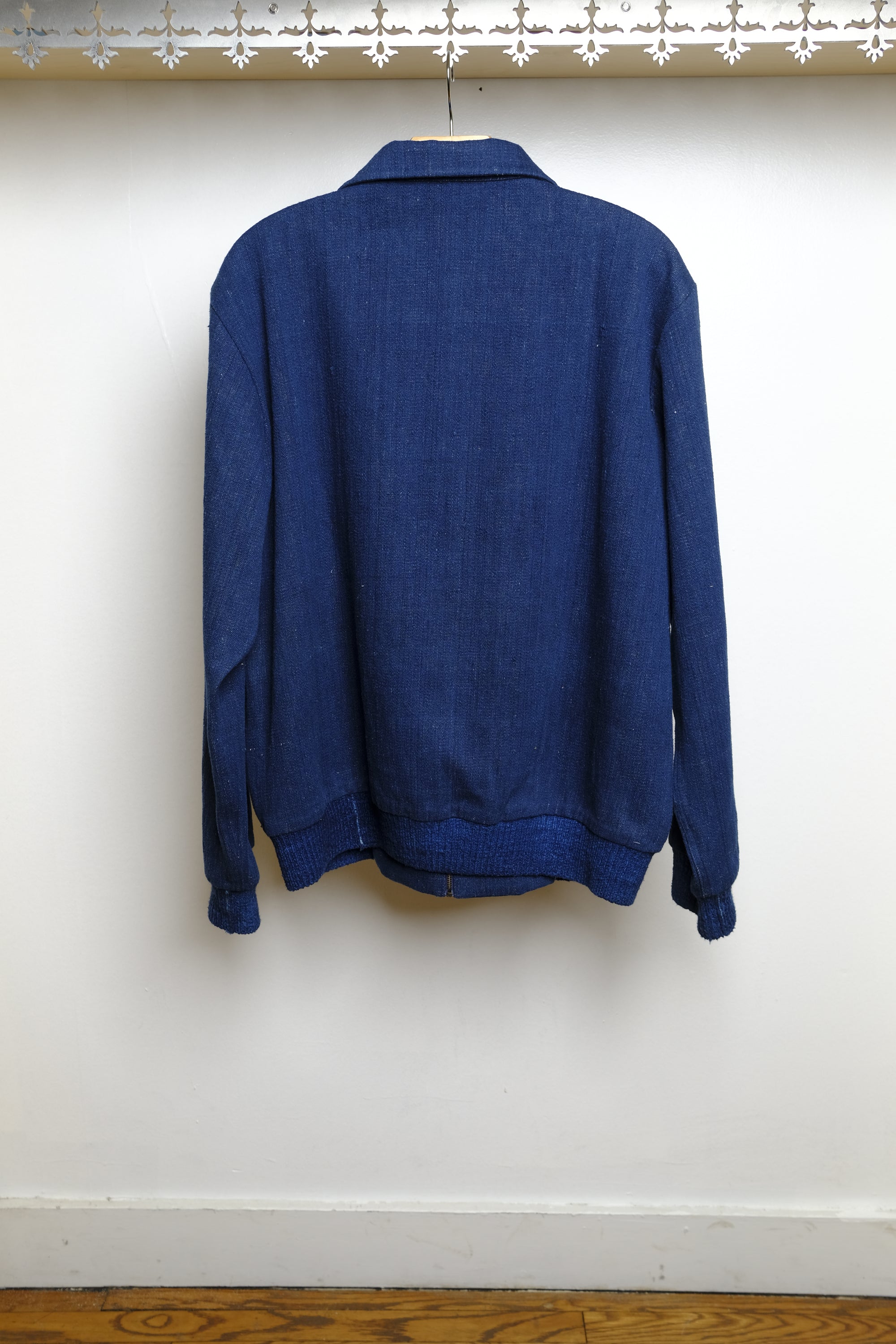 indigo handspun denim bomber jacket
