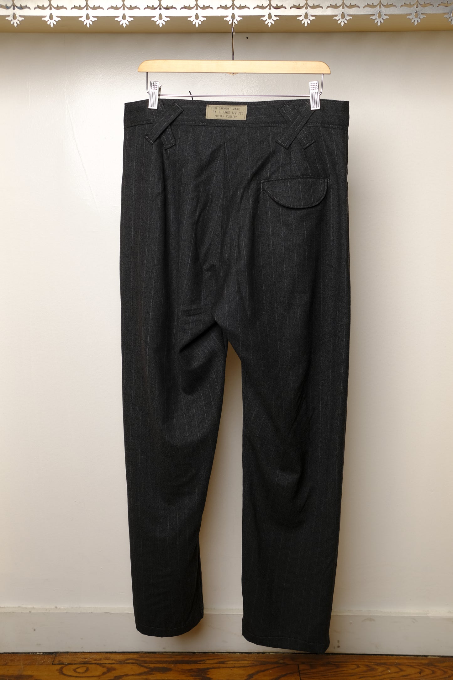 wool crepe double pleated pants