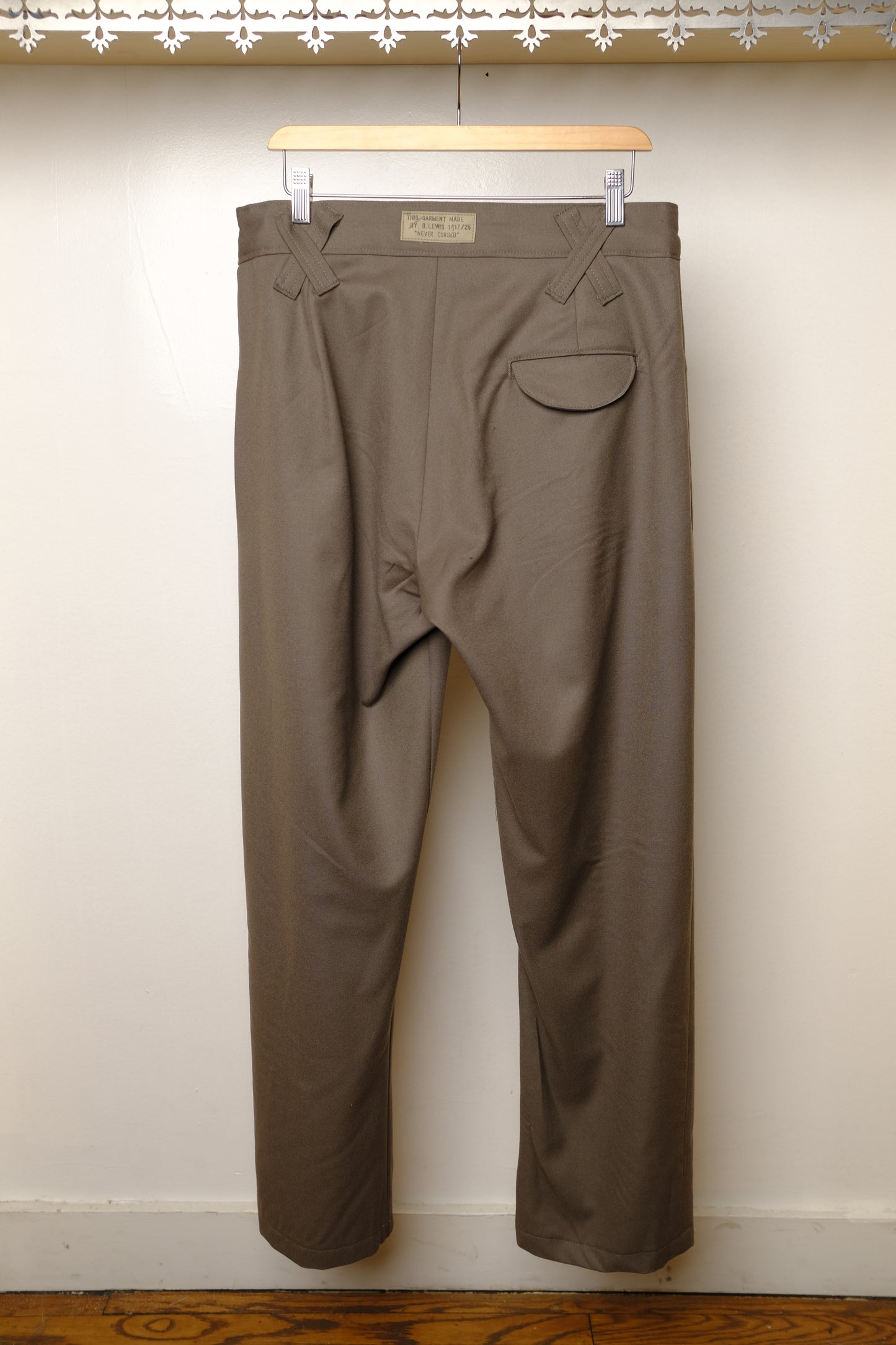 wool twill double pleated pants