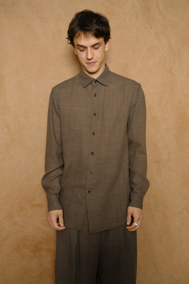 manica camicia dress shirt in brown