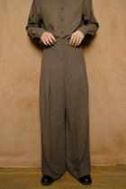 wool serge hi-waist trousers in brown