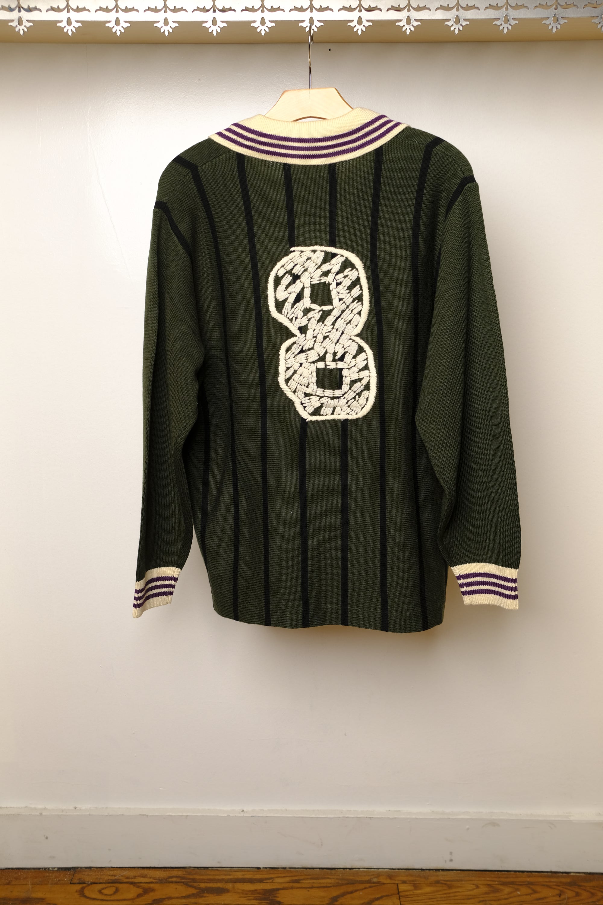 knitting long sleeve soccer jersey in forest green