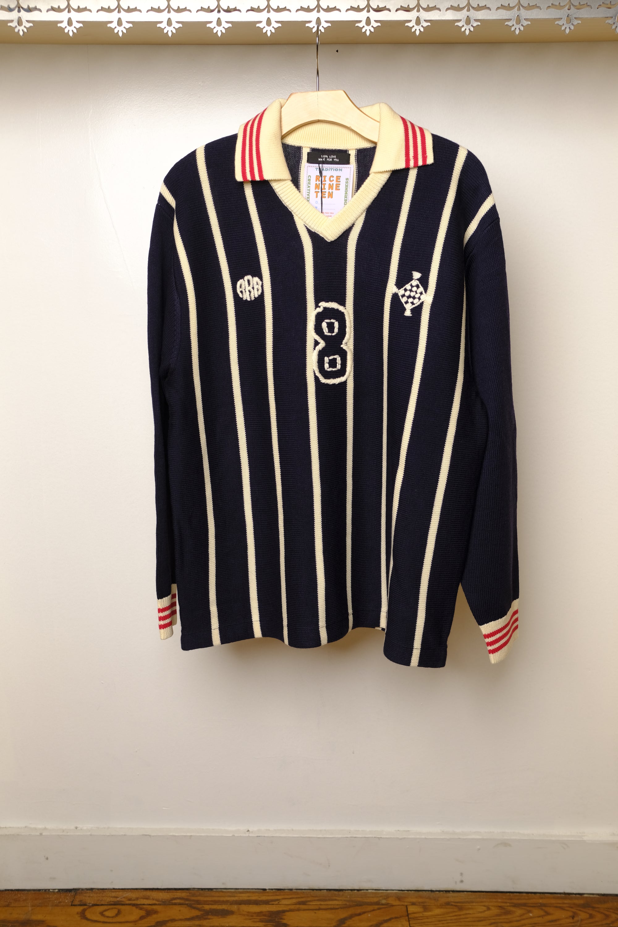 knitting long sleeve soccer jersey in navy