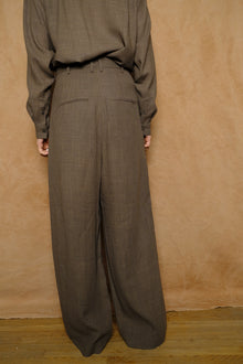 wool serge hi-waist trousers in brown