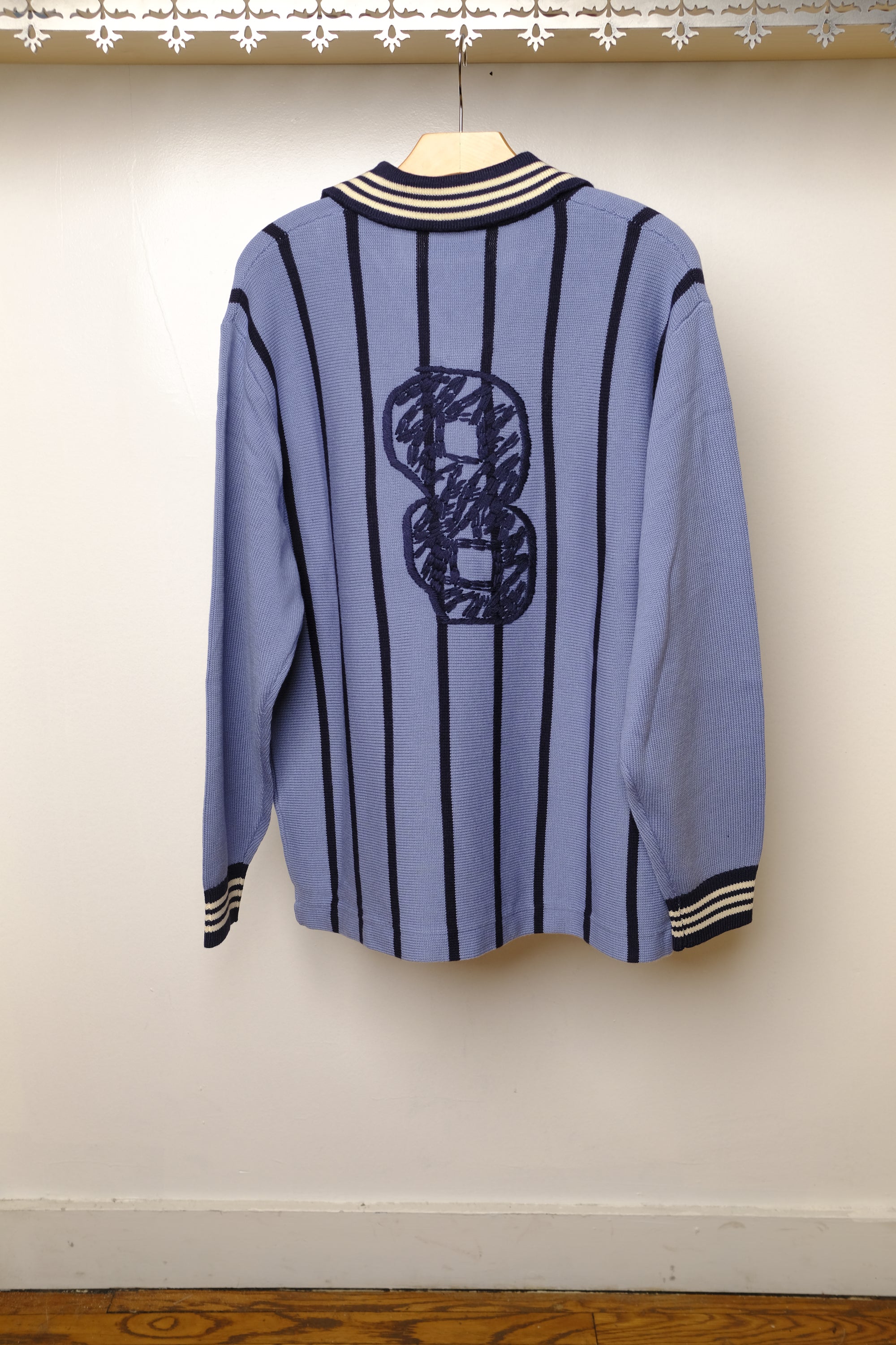 knitting long sleeve soccer jersey in sax blue