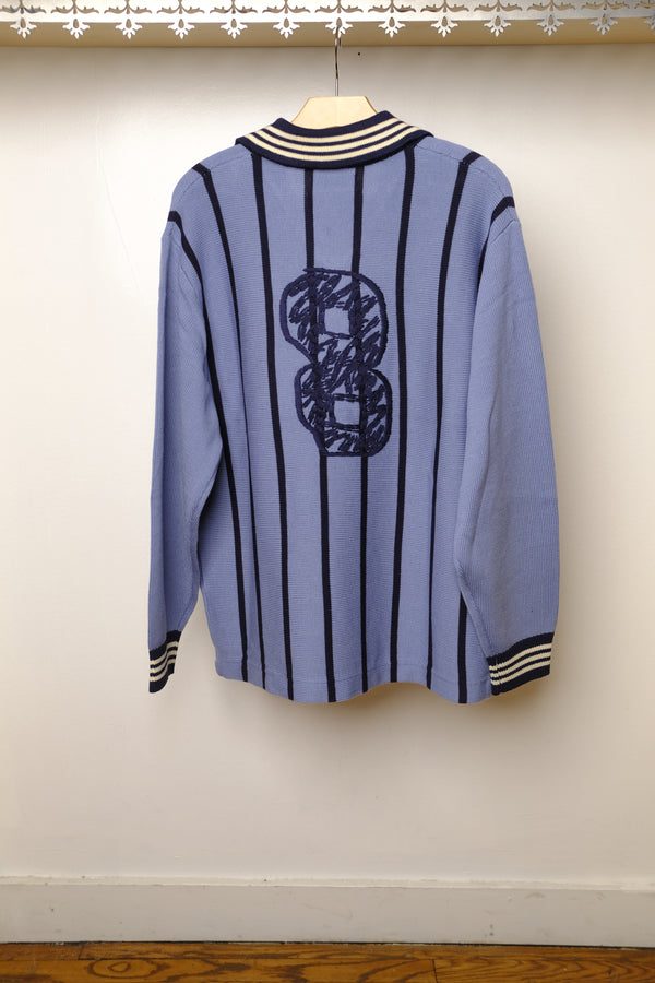 knitting long sleeve soccer jersey in sax blue