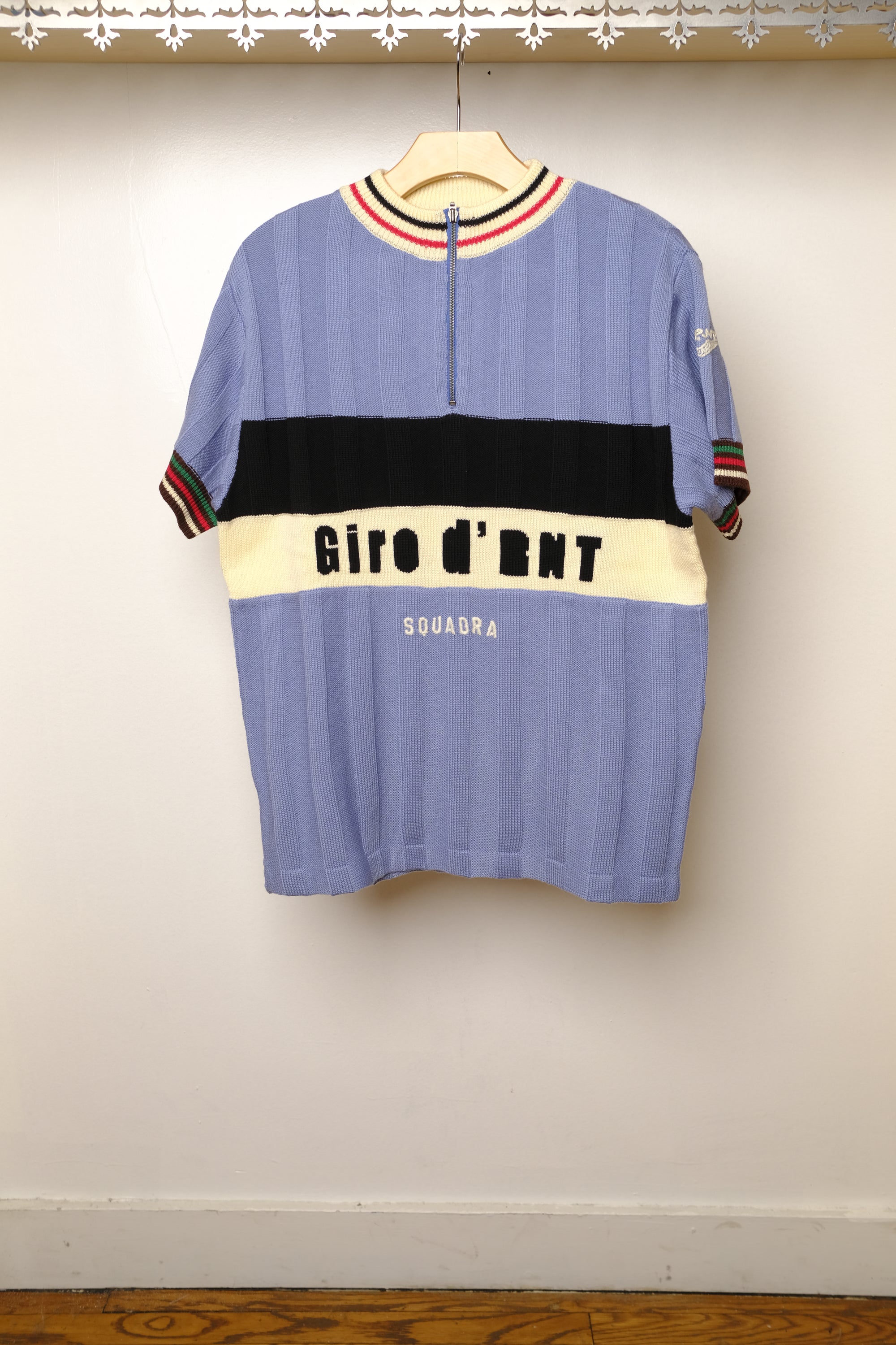 knitting cycling jersey in sax blue