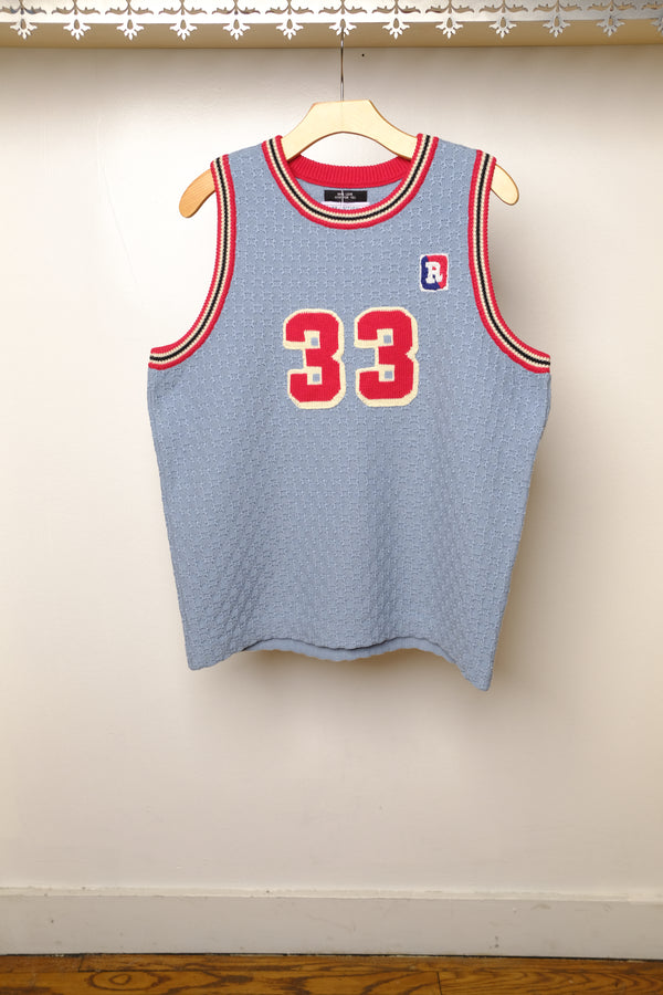 knitting basketball shirt in light blue