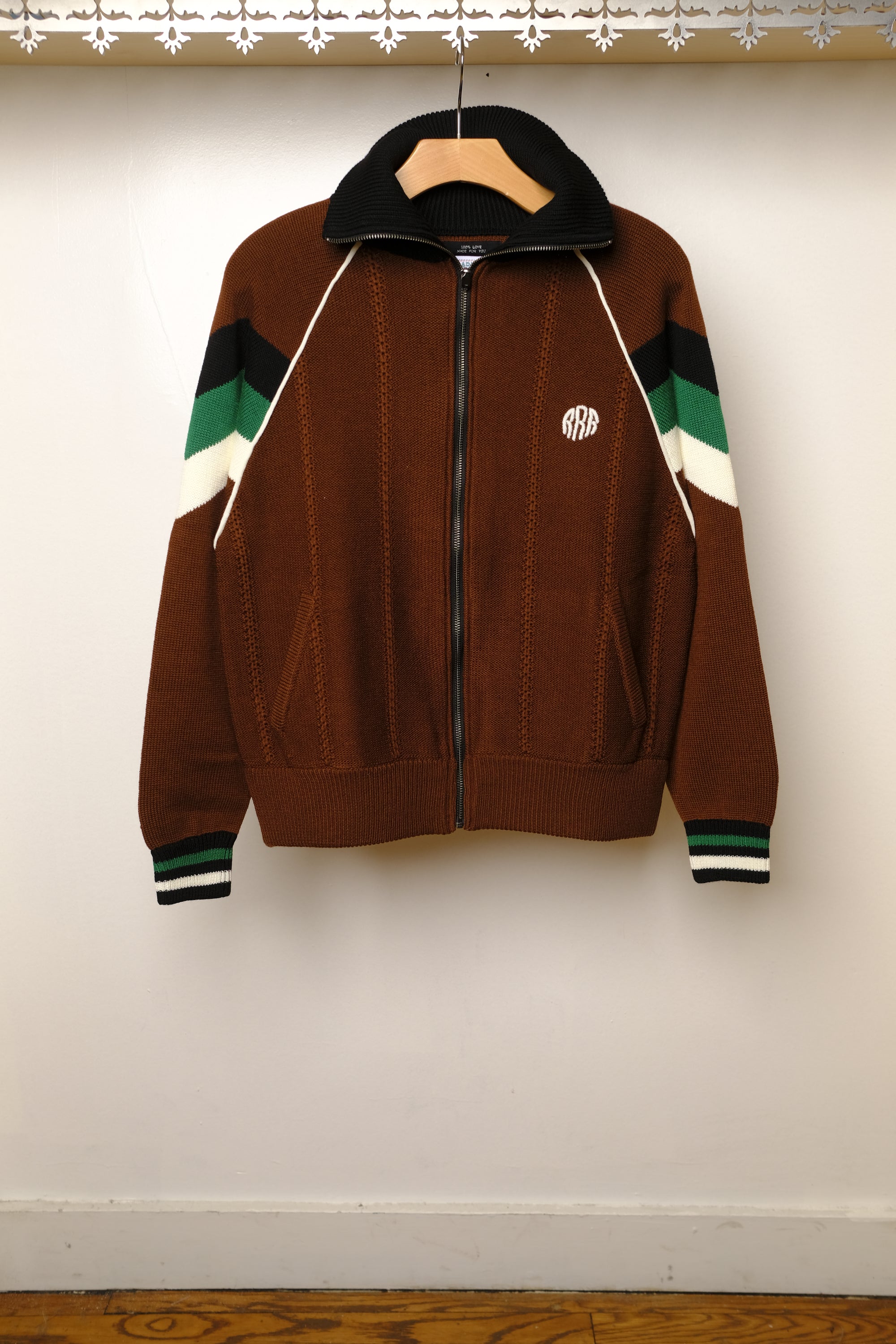 knitted track jacket in brown