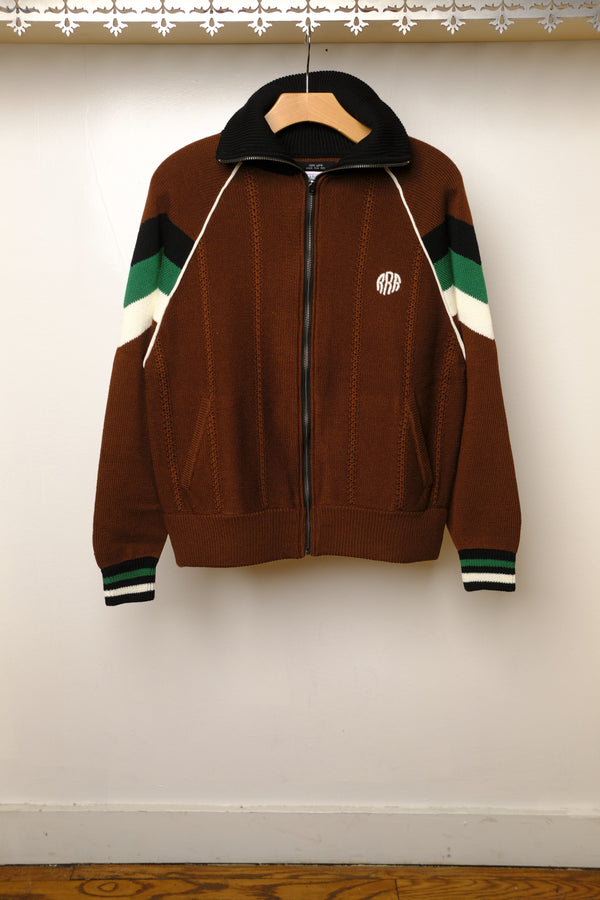 knitted track jacket in brown