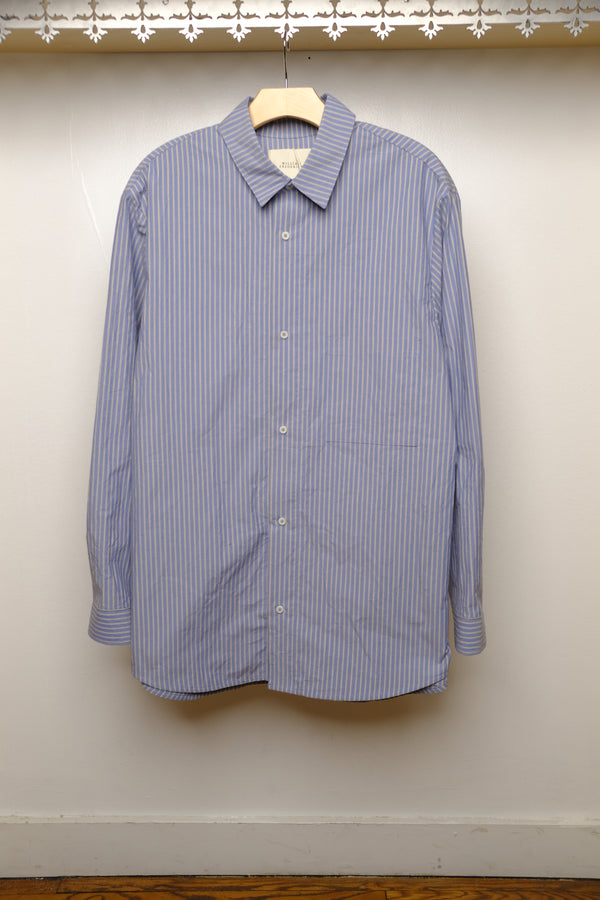office shirt in blue stripe cotton typewriter