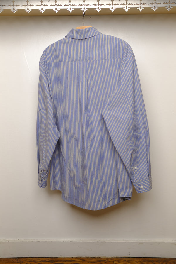 office shirt in blue stripe cotton typewriter