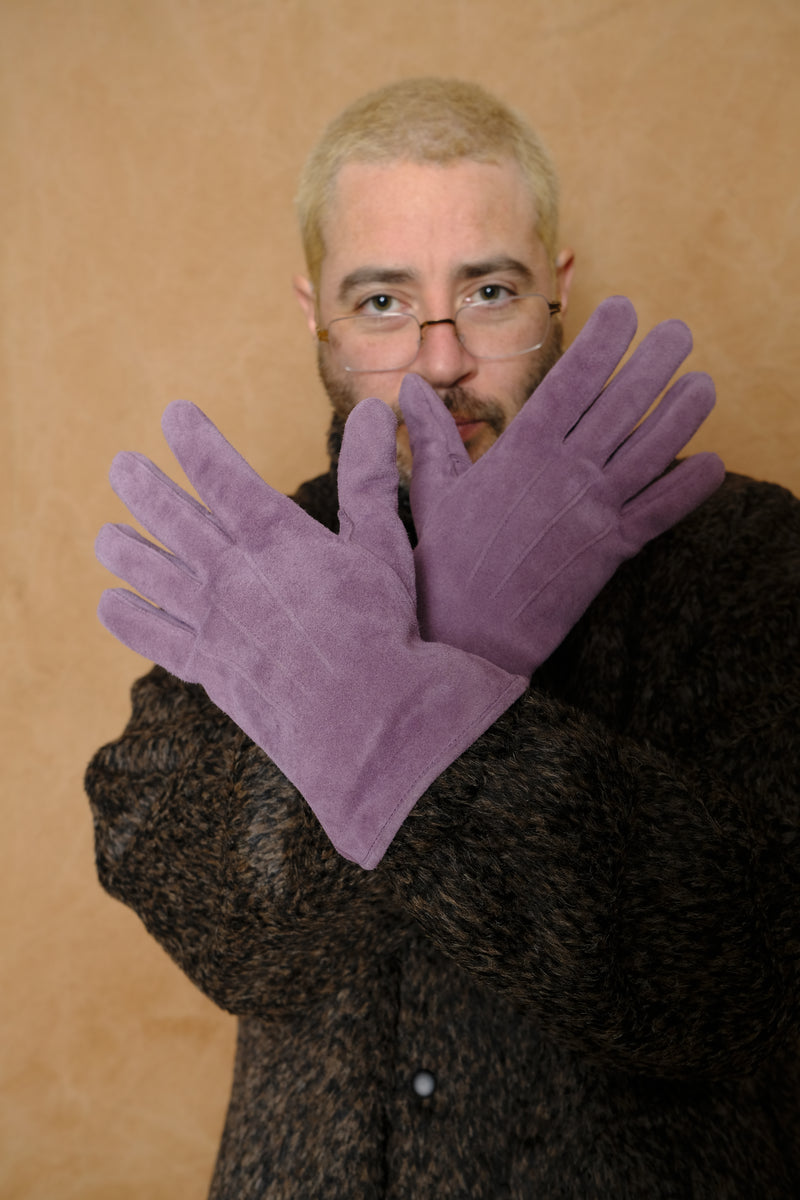 suede gloves in purple